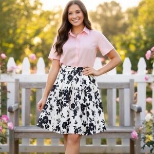 Floral Black and White Women's Skirt